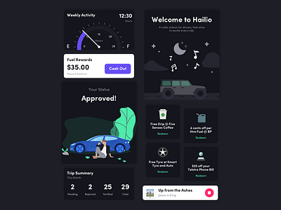 Components for Rideshare App app components darkmode design ios14 iphonex rewards ui ux