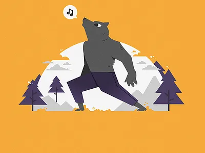 Werewolves, not Swearwolves 2d cartoon character character design flat halloween illustration vector werewolf wolf yellow