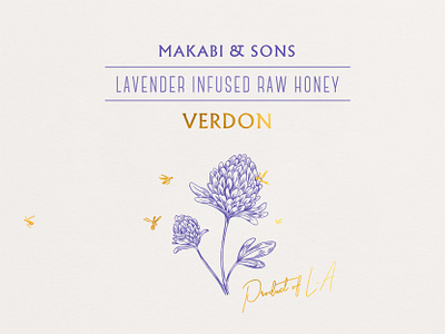 Makabi&Sons / Raw Honey bee branding design flower honey illustration label logo packaging typography