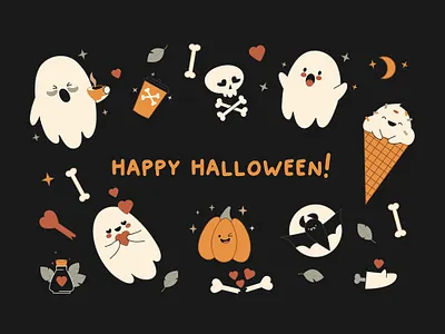 BOO! Cute Halloween Bundle art background cute cute animal cute animals cute art cute illustration design esp graphic design halloween halloween bash halloween design halloween flyer halloween party illustration illustrations png psd vector