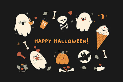 BOO! Cute Halloween Bundle art background cute cute animal cute animals cute art cute illustration design esp graphic design halloween halloween bash halloween design halloween flyer halloween party illustration illustrations png psd vector