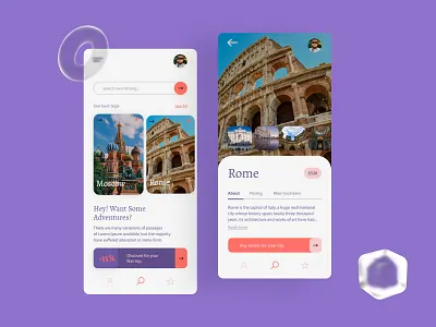 Tourism App Design app app design creative mobile app mobile app design mobile ui ui design