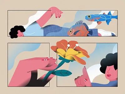 Grid #01 character design flat girls graphic illustration illustrator life vector