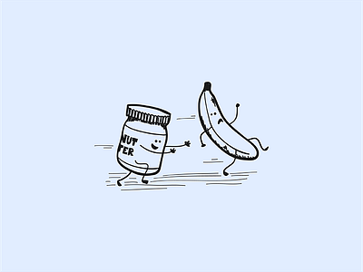 Thrill of the Chase banana catch chase peanut butter peanut butter chasing a banana peanut butter jar run running snack