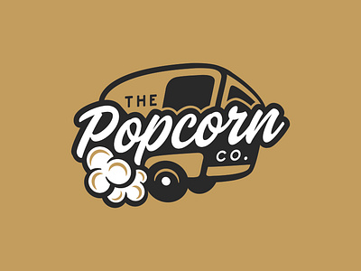 The Popcorn Co. Brand Identity (Red Deer, AB) brand identity design branding branding design illustration logo logo design popcorn trailer typography