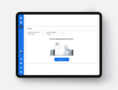 Add Products Empty State add products blue blues boxes brooklyn ny design empty state flat illustration inturn ipad mobile mockup nyc panels product products page tablet ui design