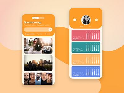 Diversity App - Warm Version app chart design digital diversity graphic progess bar ui