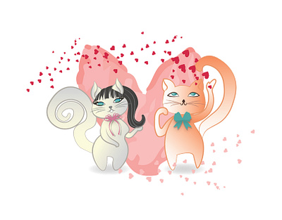 Kittens Love beautiful cats character design cute cute animal cute art cute design design digitalart illustraion illustration illustration art kitten kittens kitty illustration love print print design prints sweet