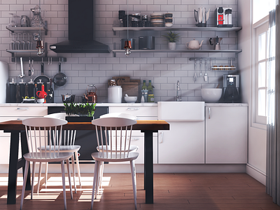 Kitchen Project for Real Estate Firm 3d architecture interior kitchen lighting render sketchup volumetrics vray