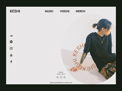 Simple Web Design for artist Keshi design figma first dribbble first shot flat island records keshi lo fi media player minimal minimalistic musician player ui ui ui design web design