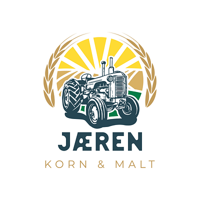 Jæren Korn & Malt agriculture barley classic farm logo farming field logo malt nature sun tractor vector