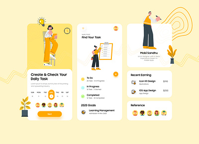 Task Management Mobile UI app branding concept convrtx design illustration mobile mobile app mobileappdesign task management typography ui uiux uiuxdesign vector