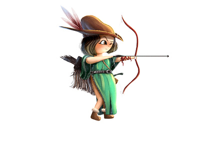 Archery girl cartoon character cool girl illustration