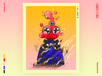 #6hexcodes | Opposites art character character design code fire handmade hex illustration liquid opposites rock solid