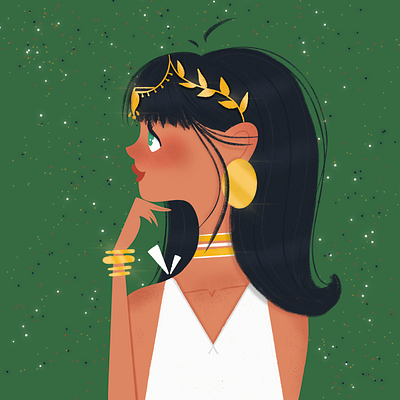 Happy Cleo cleopatra cute goddess gold greek happy illustration jewels profile queen