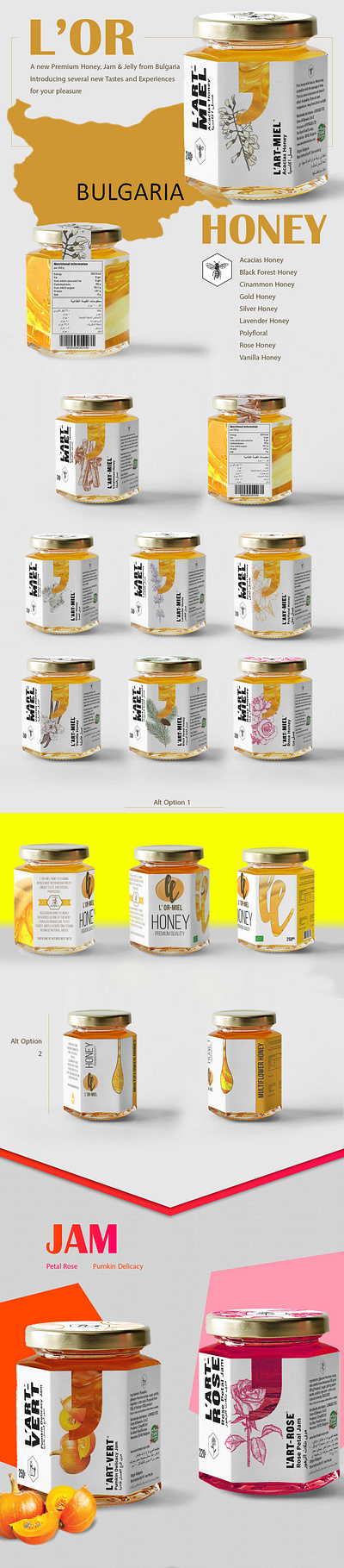 L'OR Honey and Jam bulgaria honey jar packaging packaging design premium