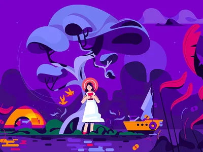 Vector Illustrations behance blue bycicle flatdesign girl graphicdesign hill hillwalk illustration