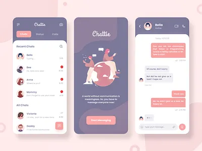 Social & Message App app chat dailyui illustration inspiration message messaging app minimal mobile mobile app mobile app design mobile ui modern social trends ui ui design ux ux design