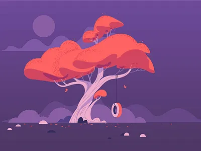 Illustrations 4 behance blue elephant flatdesign illustration orange tree violet