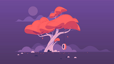 Illustrations 4 behance blue elephant flatdesign illustration orange tree violet