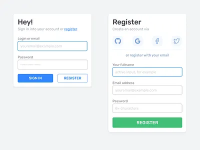 Login & Register forms in modal windows forms modal