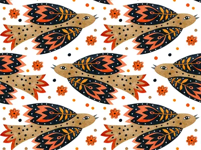 Seamless patterns folk art birds art design drawing folk folkart folkflowers graphicdesign illustration pattern pattern design