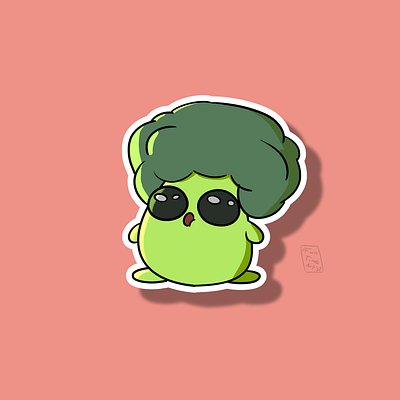 Broccoli 🥦 artwork broccoli chubby creature creaturedesign cute cuteart design funny funtimeartist healty illustration krita logo october sticker stickers vegan