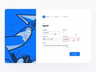 Multi Step Form 01 blue design error input form design form field form fields input input box input field multi select multi step multi step form step typography ui user experience user interface user interface design ux web