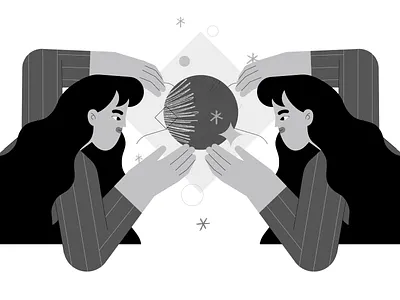 Witches 🔮✨ black and white branding character design flat girl graphic illustration magic people vector witch