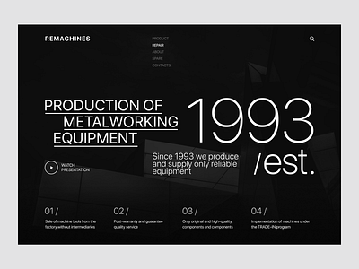 Remachines concept dark darktheme design flat industrial logo minimal ui ux uxui web