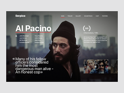 Serpico cinema concept design figma flat minimal movie moviesite ui ux uxui web