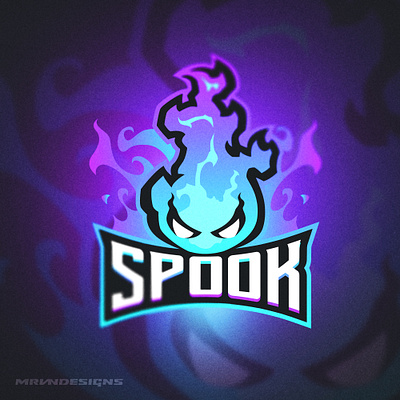 SPOOK - Blue Flame Mascot Logo blue bold branding cool design esports fire gaming logo illustration logo mascot mascot design neon sports twitch vector