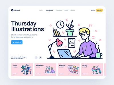 Thursday Illustrations 💻 craftwork design illustration illustrations landing svg thursday ui vector web website