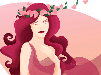 Persephone design drawing girl goddess gradient grain illustration magic myth mythology persephone pink ui vector