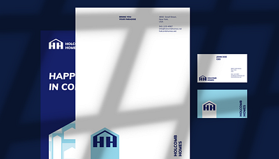 Holcomb Homes logo & brand identity behance blue brand branding design dribbble home logo logotype real estate realestate vector visual identity