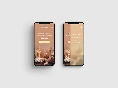 Circle studio mobile menu design digital menu minimal navigation soft ui uidesign ux web wellbeing wellness wellness center