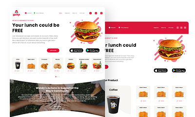 Wendy's Fast Food Website Redesign fastfood app modern design simple uiux web design web uiux webdesign website website concept website design