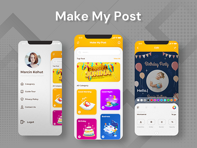 Make My Post app UI app design illustration illustrator typography ui ux vector