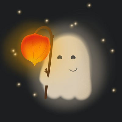 Trick or Treat autumn character cute cute illustration ghost halloween illustration inktober lantern october procreate seed pod spoopy