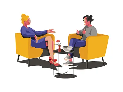 Conversation adobe illustrator chairs character conversation girls illustration illustrator talk talk show talking vector art vector illustration vectorart women