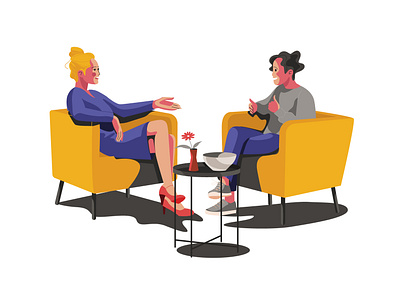 Conversation adobe illustrator chairs character conversation girls illustration illustrator talk talk show talking vector art vector illustration vectorart women