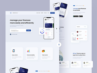 Landing page for personal finance app clean ui design finance finance app finance website landing page minimal minimalist simple design ui uidesign ux website design websites