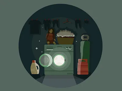 Laundry Room Doll dark doll illustration laundry scary weird weirdart
