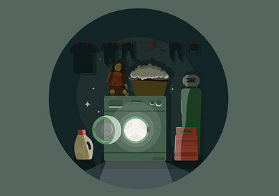 Laundry Room Doll dark doll illustration laundry scary weird weirdart