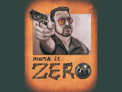 The Big Lebowski art big character cohen design gun illustration lebowski lettering mark postcard zero