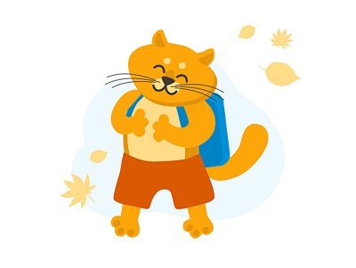 Lil fluffy student. Vector illustration autumn autumn leaves cat fall fluffy illustration kitten preschool pupil red school student vector