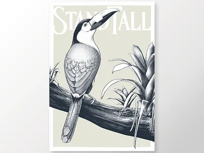 Stand Tall Poster bird design duotone graphic illustration lettering plants poster poster art procreate rainforest stand tall toucan tropical typography