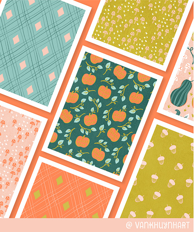 Hey There Pumpkin Collection art artwork autumn autumn vibes digital art digital illustration fall illustration october pattern collection pumpkin pumpkin patch repeat patterns surface design collection surface pattern design vector art vector artwork