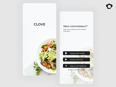 Clove Splash Screens figma recipeapp redesign splashscreen ui