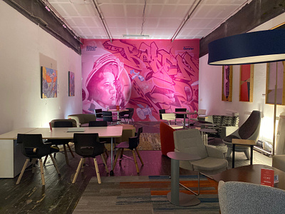 Base Camp Mural - San Antonio Startup Week architecture branding graffiti illustration interior design mural mural design murals space street art